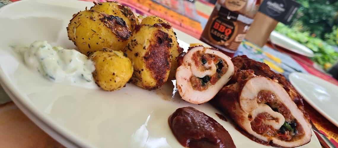 chicken involtini mit Bbq sauce
