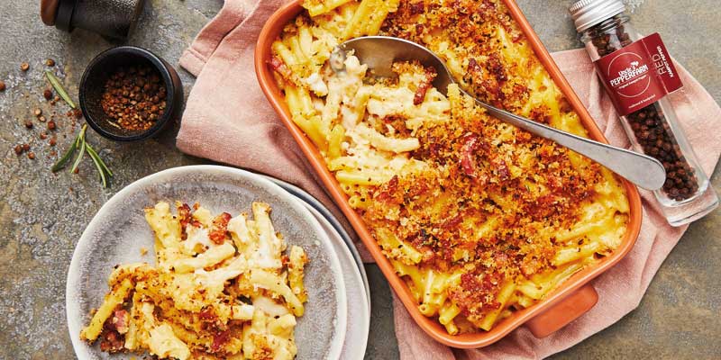 Makkaroni mit Käse und Bacon