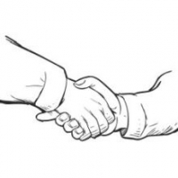 Skizze von zwei sich schüttelnden Händen