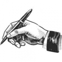 Skizze von einer schreibenden Hand
