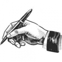 Skizze schreibende Hand Skizze von einer schreibenden Hand